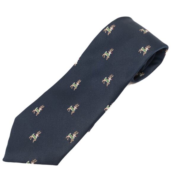 Cape Cod Blue Christmas Reindeer Necktie - Picture 1 of 7